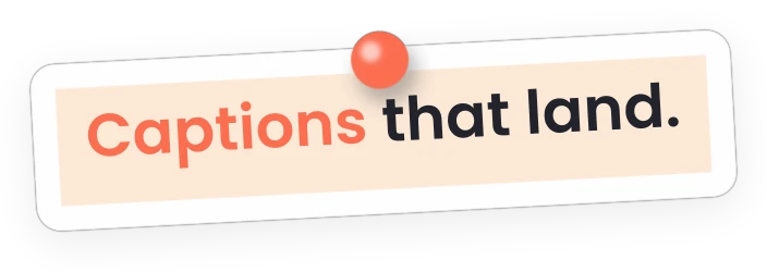 Pinned caption style: the caption on a tilted pastel note with a push-pin