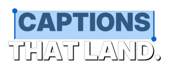 Selected caption style: the key word selected in pastel blue, with handles